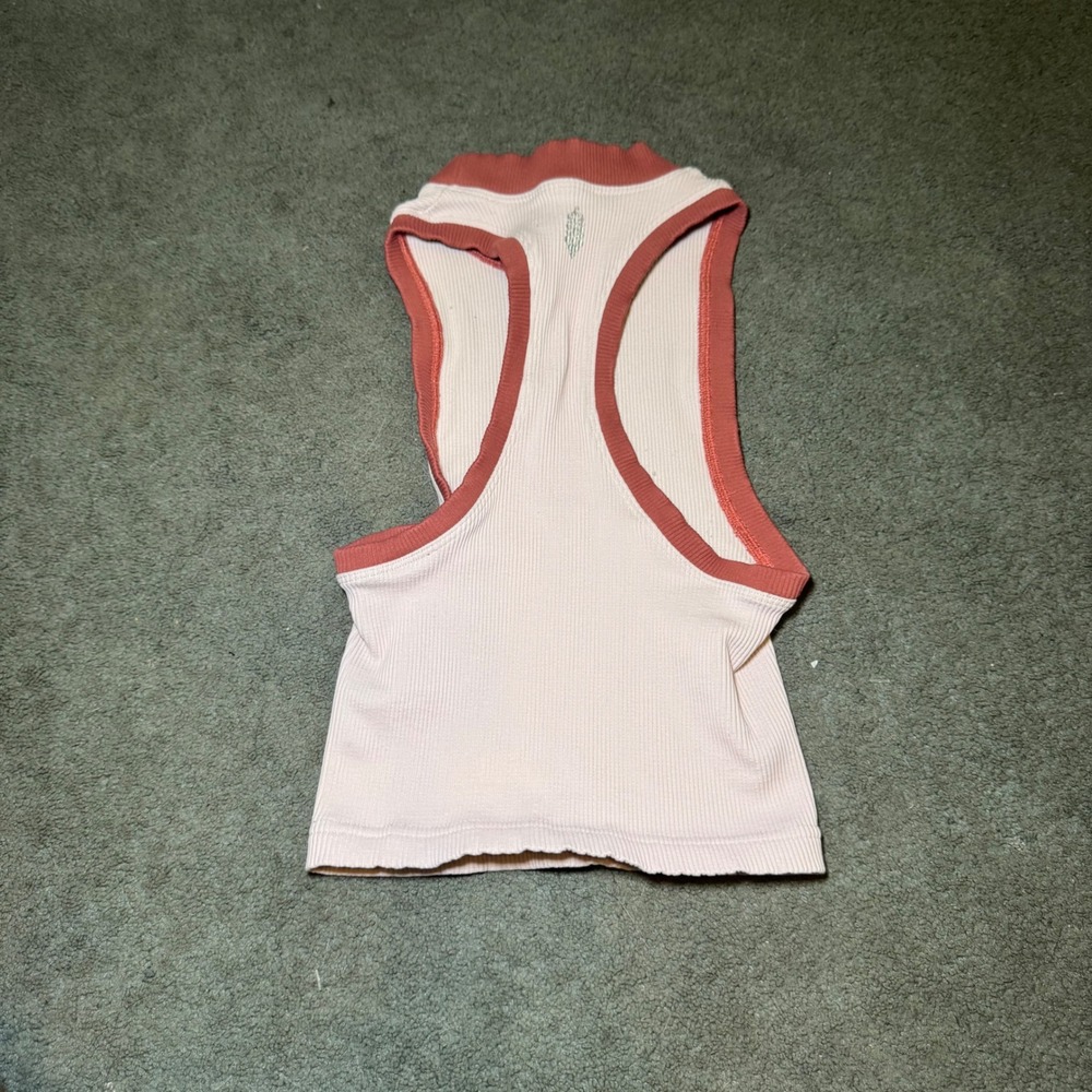 Free People Movement Happiness Runs Tank Top Pink Terracotta Ribbed Racerback - Picture 2 of 6